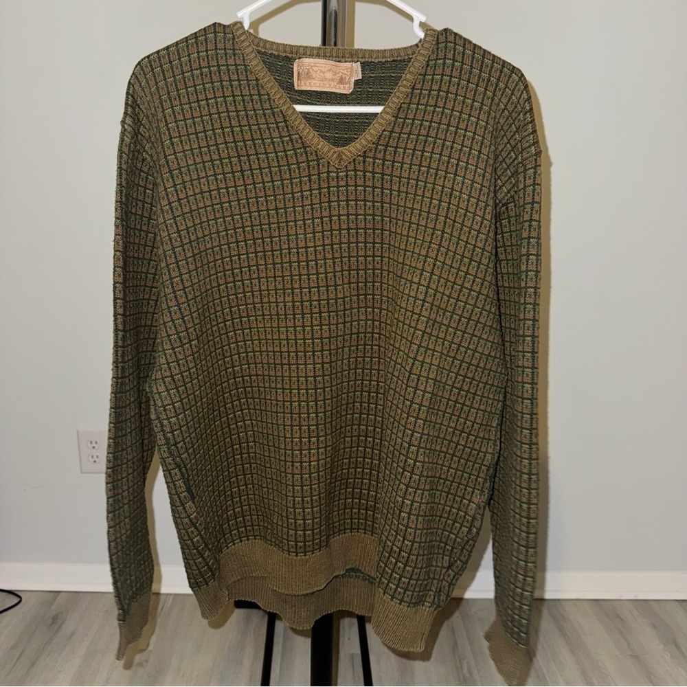 Vintage Shenandoah Men’s Size Medium Knit Olive Green Brown Long Sleeve Sweater
